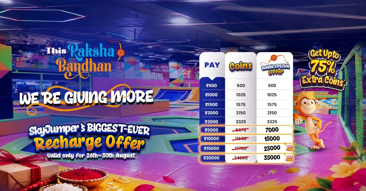 Raksha Bandhan at SkyJumper: This Rakhi, Play It Out & Get Up to 75% Extra Coins